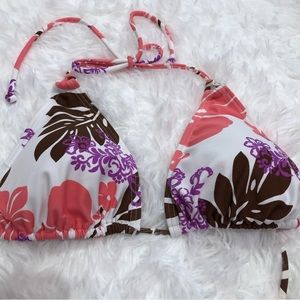 Aqua Couture triangle bikini top floral size Large multi